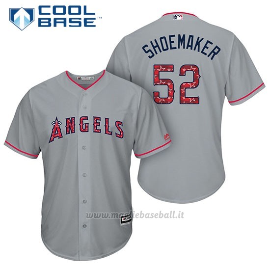 Maglia Baseball Uomo Los Angeles Angels 2017 Estrellas y Rayas Matt Shoemaker Grigio Cool Base